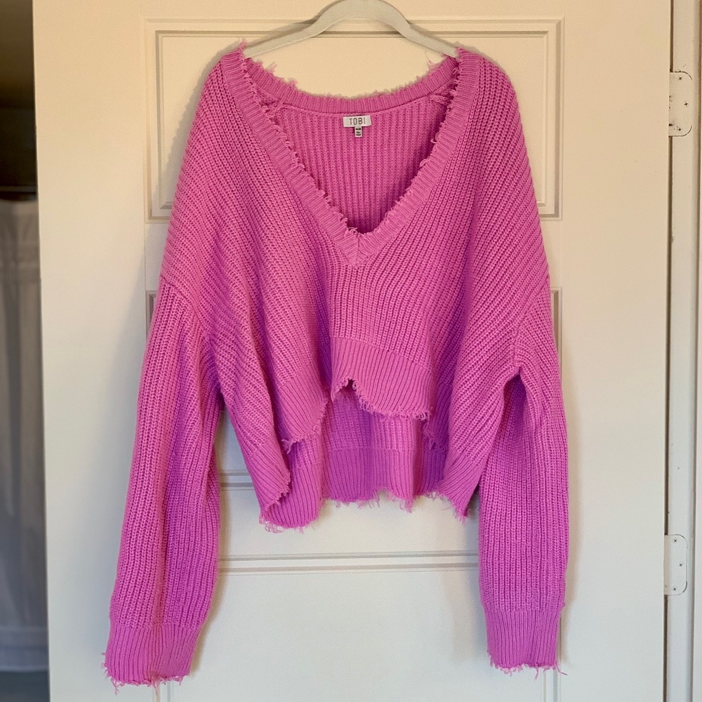 Tobi Cropped Pink Sweater